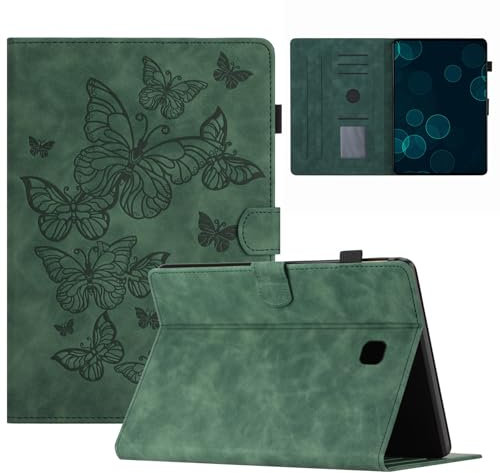 DayQiQiPu Caso per Samsung Galaxy Tab S3 2017 9,7 Pollici SM-T820/ T825 Motivo di Farfalle Cavalletto Chiusura Magnetica Flip Copertura Protettiva con Auto Svegliati/Sonno,Verde