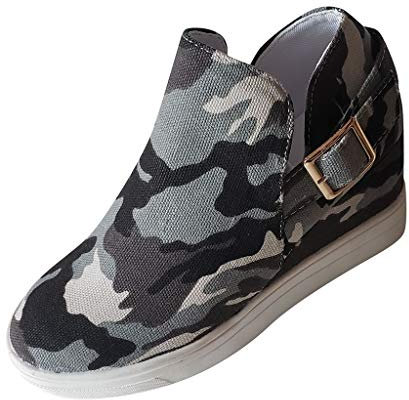 Generico Scarpe da 𝗧rekking Estive da Donna Casual Traspiranti per Tempo Libero Scarpe da Ginnastica da Donna di Slip-on Scarpe Collo 𝗔lto (Army Green, 40)