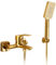 Badezimmer Wasserhahn Waschbecken Badewannenarmaturen Wannenmischer Gold Messing Einzel Wandmontage Badewannenarmaturen mit 3 Funktionen Dusche Wannenmischer Duschset