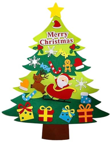 Kit albero di Natale in feltro per bambini,Albero di Natale in feltro per bambini,Albero di Natale in feltro per bambini con 20 ornamenti rimovibili | Decorazioni natalizie in feltro, forniture per fe