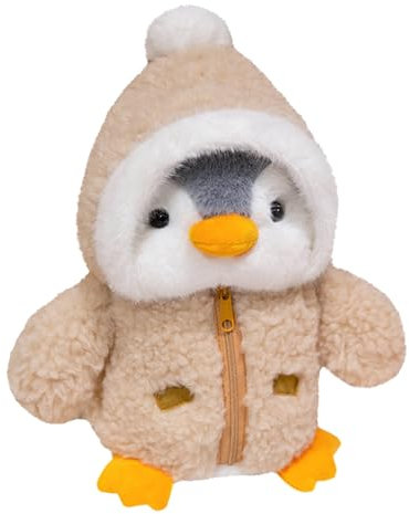 SNONESIY Pinguin Kuscheltier 25cm Kuscheltier Pinguin Süße Kuscheltiere mit Hut,Kuscheltier Süß,Pinguin Puppe, Pinguin-PlüSchtier,Pinguin Plüschtiere,Geschenke für Mädchen und Jungen (Braun)