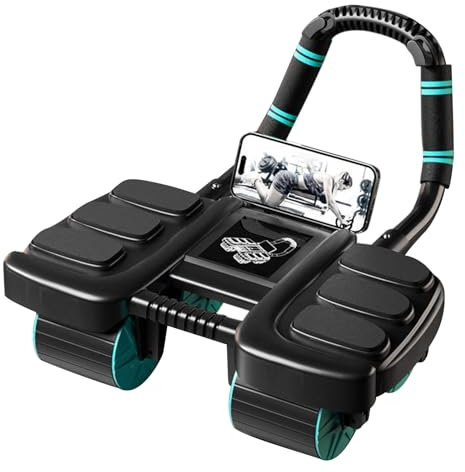 Automatische Rebound Bauchrolle 4-Roller, Bauchtrainer Fitnessgeräte für Zuhause, Bauchmuskeltrainer Abdominal, Rollenrad für Core Trainer 2 in 1 Bauchtrainer Roller (Schwarz)