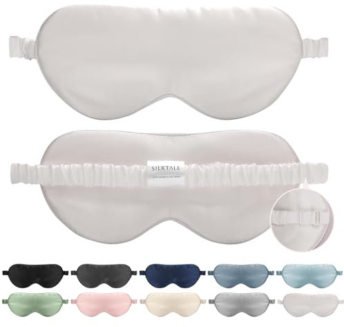 SILKTALE Schlafmaske Seide für Männer Damen,19 Momme 100% Maulbeerseide Augenmaske für Seitenschläfer, Atmungsaktive Seiden Schlafbrille Bequem mit Verstellbares Gummiband für Flugzeug,Elfenbeinweiß