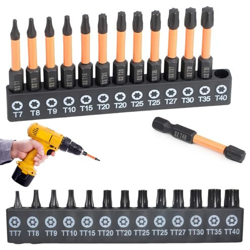 26-teiliges Torx Bit Set Mit Magnetischen Spitzen - Manipulationssichere Stern-Schrauben Bits aus S2-Stahllegierung, 2,5 cm und 5 cm Langes Schlagdrehmoment