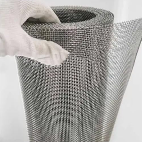HEFJIAYCIQ Grillage Métallique Maille Fine, Tissu De Treillis Métallique D'acier Inoxydable, Anti Rongeur Grille De Filtration, Anti-Insecte Rideau Moustiquaire,Argent,55x300cm(21x118inch)