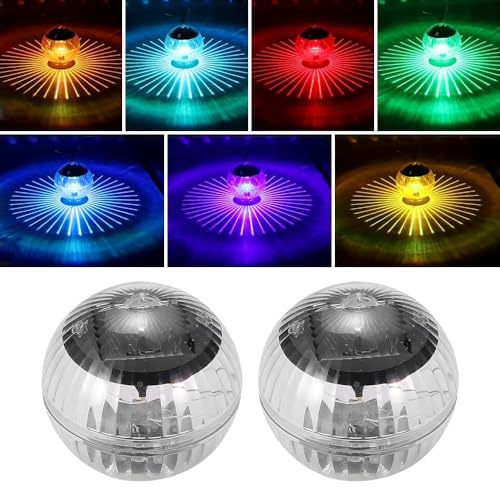 KQWVZ Solar Schwimmende Pool Licht, 2 Stück LED Pool Lichter Schwimmend, Schwimmlichter Solar mit 7 RGB Farbwechsel, SolarTeichbeleuchtung, Poolbeleuchtung Schwimmendsfür PoolGarten Deko