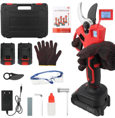 Elektrische Gartenschere mit Akku,Akku-Astschere,2000mAh Bürstenloser Motor,Bypass Baumschere+LED-Zähler,als Geschenk für Frauen/Männer,Elektrische Astschere Gartenschere mit Akku