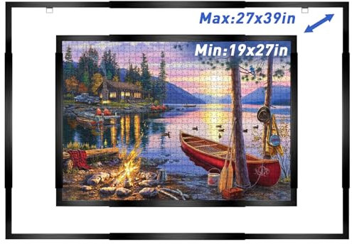 MICEPLAY Verstellbarer Puzzle-Rahmen für 1000-2000 Teile Puzzles - Schwarzer Posterrahmen für Wandhalterung, horizontale & vertikale Anzeige, inklusive 10 Puzzle-Sparblättern, kein Plexiglas, perfekt