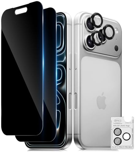 TUTUO Sichtschutz Schutzfolie für iPhone 17 Pro für Panzerglas, [2+1 Stück] Anti Spy Panzer Schutz Glas + Kameraschutz, 9H Härte Anti-Kratze, Anti-Fingerabdruck, Anti Reflex