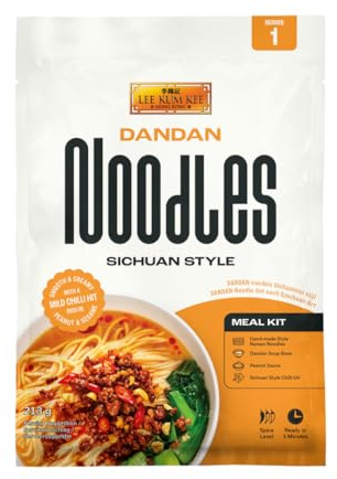 Lee Kum Kee Dan Dan Noodle Kit, 213 g Pack of 1 | Spicy Sichuan noodle kit with peanut and sesame broth for a quick hot noodle meal. Serves 1.