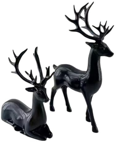 Weihnachts Rentier Figure, Rentier Hirsch Skulptur Winter Weihnachten Deko, Kreative Deko für Wohnzimmer, Küche, Schlafzimmer, Festliche Elch Statuen als Saisonale Heim und Partydekoration,Schwarz