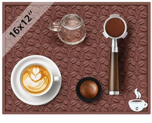 40 x 30 cm Barmatte, Gummi Abtropfmatte, 3D-Kaffeebohnen-Muster-Kaffee | Leicht zu reinigen; 3D-Kaffeebohnen-Design für Kaffeestation, Bar und Küche, geeignet für Espresso, Cocktails und Whiskey