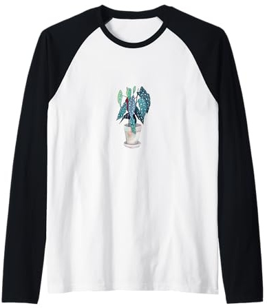 Indoor Plant T-Shirt - Begonia Maculata Raglan Baseball Tee