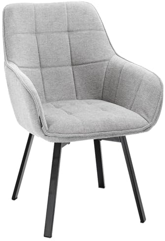 exitodesign Drehstuhl Esszimmer Togo 57x63x82,5 cm - Esszimmerstühle Gesteppt 360° Drehbar Bürostuhl Stuhl - für Esszimmer Küche Wohnzimmer Salon Schreibtisch (Hellgrau)