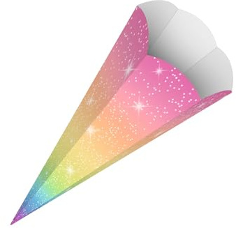 itenga Schultüten Rohling Zuschnitt aus stabilem Buntkarton glatt - 68cm - 6eckig - Schultüte Rohling zum Basteln (Regenbogen Motiv 2)