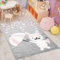 carpet city Kinderteppich Grau - 140x200 cm - Hase mit Herzen, Regenschirm - Teppich Kinderzimmer Tiermotiv