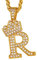 Suplight Tennis Letter r Necklace for Women/Men, Boyfriend Gifts Hip Hop, Cubic Zirconia CZ Pave Monogram Initial Necklace 22 inch Chain, Big Gold Plated King Crown Pendant Rapper Chain Necklace