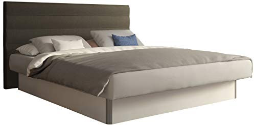 SuMa - Doppelwasserbett 180x200 dual freistehend m. Sockel weiß und Kopfteil Largo, Farbe anthrazit 180x200 cm