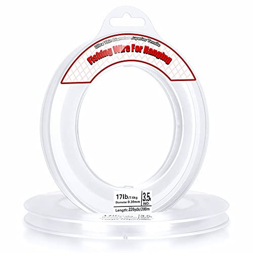 Acejoz 200m Angelschnur Auf Spule, 0,3mm Transparent Nylonschnur Tragkraft 7,7kg, Reißfest Nylonfaden Ideal Für Perlenschmuck Armbänder, Nähen Hobby, Aufhängen Ballongirlanden Dekoration