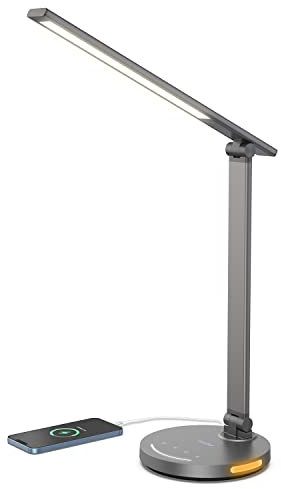 Lastar LED-Schreibtischlampe aus Metall für das Heimbüro, Tischlampe mit 7 Helligkeitsstufen und 5 Modi, Schreibtischlampe mit USB-Ladeanschluss, Auto-Timer, Schreibtischlampe für Schlafzimmer