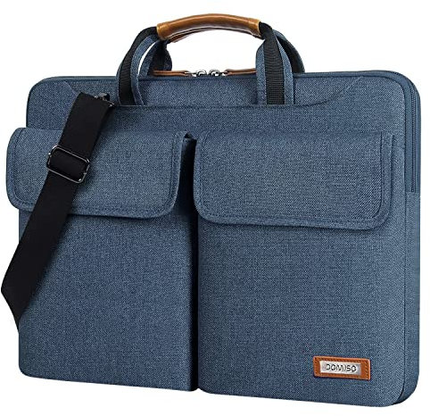 DOMISO 14 Pouces Housse pour Ordinateur Portable Sac à Bandoulière Portatif pour Surface Book/Lenovo Flex 4/HP EliteBook 840/Chromebook S330/Dell,Bleu