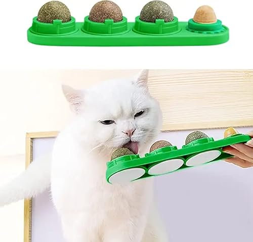 STARROAD-TIM Palline di Erba Gatta Giocattolo di Erba Gatta per Gatti Palline Commestibili Girevoli Palline Commestibili di Erba Gatta Autoadesive Sane Naturali Pulizia dei Denti Giocattolo di Menta