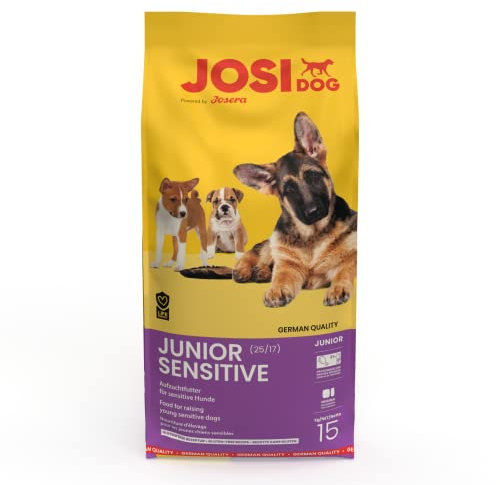JosiDog Junior Sensitive (1 x 15 kg) | Junior | Premium Trockenfutter für wachsende, Sensible Hunde | Welpenfutter ab der 8. Woche | gut verträglich | Powered by JOSERA | Hundefutter | 1er Pack