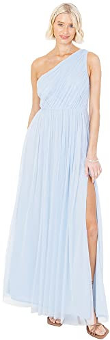 Anaya with Love Damen Womens Ladies Maxi One Cold Shoulder Dress with Slit Split Sleeveless Prom Wedding Guest Bridesmaid Ball Evening Gown Kleid, Light Blue, 36