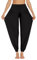 PINSPARK Haremshose Damen Yoga Hose V Bund Pluderhose Sporthose Curvy Jogginghose Lang Freizeithose Sommer Yogahose Frauen Schwarz XXL