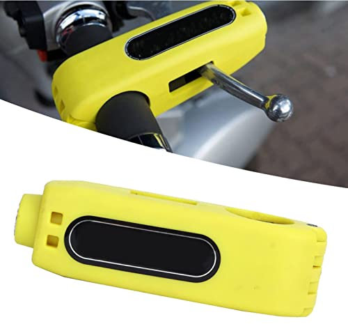 Motorcycle Brake Lever Lock, Motorbike Handle Bar Brake Lock Grip Throttle Lock Universal Motorcycle Handlebar Anti Theft Safety Lock with key, for Scooter Moped ATV (Yellow)