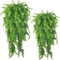 LOMOHOO 2 Pack Artificial Ferns Hanging Plants Boston Ferns Faux Persian Rattan Greenery Vine for Wall Hanging Baskets Wedding Party Garden Home Garden Wall Aesthetic Decorations Indoor Outdoor