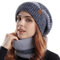 WANYIG Winter Mütze mit Schal Damen Wintermütze Warm Strickmütze Wollmütze Weich Gestrickt Beanie Loop Schal Set für Herbst Winter 55-60cm(Grau)