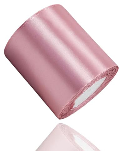 Satinband Roségold 100mm, 22 Meters Dekoration Geschenkband breit Schleifenband, Stoffband für Hochzeit, Taufe und Geburtstag Geschenke | Schleifenband zum Geschenkverpackung, Weihnachten, Haarbögen, Taufe, Blumensträuße und Festdekorationen
