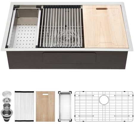 Kichae 32 Undermount Kitchen Sink Stainless Steel 16 Gauge Workstation