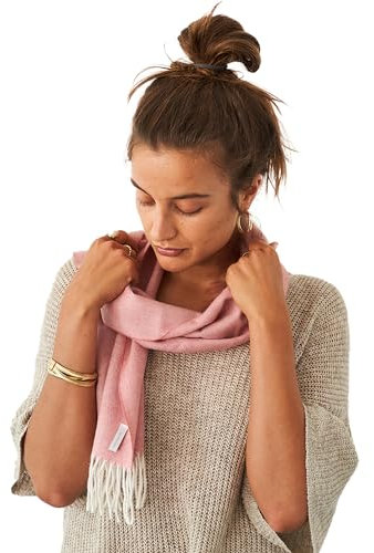 Apikuna® Baby Alpaka Schal mit Fransen für Damen & Herren – Herbst & Winter (180x30cm, Rosa) – kuschelig warm und atmungsaktiv, 100% Baby Alpaka Wolle