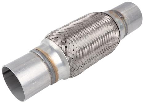 Aramox Tubo di Scarico Auto Flessibile in Acciaio Inossidabile Intrecciato Senza Saldatura 50x250 mm con Rete Interna, Antivibrazione, 50x250mm Stainless Steel Flexible Exhaust Pip