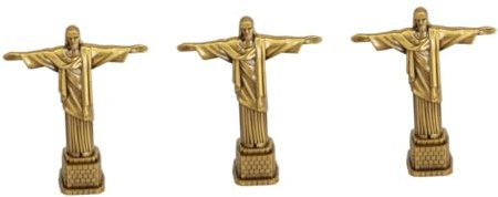 PRETYZOOM 3St Jesus-Status Brasilien-Rio-Statue Andenken an Jesus Tischfiguren dekorieren Modelle Ornament Metall Jesus Jesus-Dekor Jahrgang Kunsthandwerk Skulptur schmücken Souvenir
