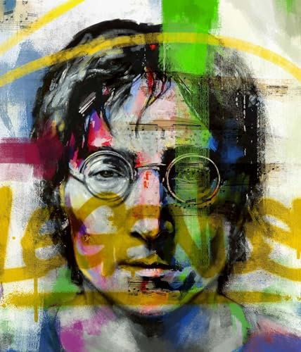 beties DIY Stoff Gemälde Lennon ca. 47x47 cm Zuschnitt Kunstdruck auf Gobelin Gewebe POP-Art für Dein Bastel-Projekt