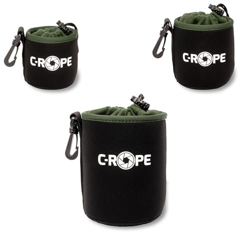 C-Rope Neopren Objektivbeutel mit Fleece-Fütterung, Objektivköcher für Objektive und Kamerazubehör, (3er Set), Größe XS, S, M