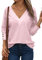 Dokotoo Chemisiers et Blouses Femme Automne T-Shirts à Manches Longues Chemise col V Blouse Chic et élégant Chemisier en Dentelle Tshirt Tops Rose S