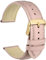 WOCCI 18mm Vintage Leder Uhrenarmband für Herren und Damen, Schließe Gold (Rosa)