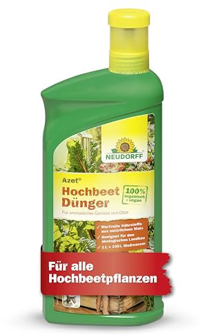 Neudorff Azet HochbeetDünger – 100% natürlicher Bio Dünger für eine leckere und aromatische Ernte von Obst, Gemüse und Kräutern im Hochbeet, 1 Liter