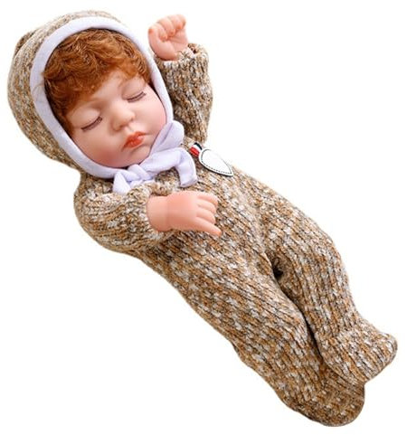 Wedhapy Babypuppen Reborn-Puppen mit Stoffset 12 Zoll Vinyl Mini-Babypuppen Abnehmbare realistische Babypuppe Weiche Ganzkörper-Miniatur-Babypuppe für Kinder Jungen