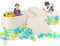 COSTWAY 5 TLG. Schaumstoffbausteine, Riesenbausteine mit Bällebad, Großbausteine zum Toben und Klettern, Kletterblöcke Softbausteine Kinder für Spielzimmer, Kinderzimmer (Beige)