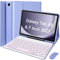 HEKUEUN Étui avec Clavier pour Samsung Galaxy Tab A9 8,7 Modèle 2023 (SM-X110/X115/X117), Clavier sans Fil Amovible Rétroéclairé 7 Couleurs, Support Fin avec Porte-Stylo Et Souris,Violet