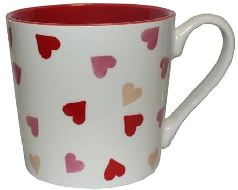 Widdle Gifts Ceramic Mug with Heart Print and Red Interior, Suitable for Valentines, Birthday or Christmas 1660