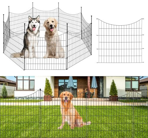 Recinzione decorativa da giardino per cortile, 83,8 cm (altezza) x 7,3 m (L) in filo metallico antiruggine, recinzione per animali per cani, conigli, bordi paesaggistici e patio, con 11 pali