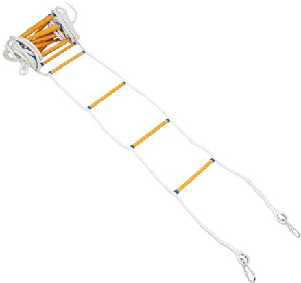 Strickleiter Rettungsleiter Feuerleiter Hängeleiter Notleiter Sicherheitsleiter Fluchtleiter 10m Leiter mit Halbkörperschlaufe, 200kg Tragfähigkeit, für Notfälle