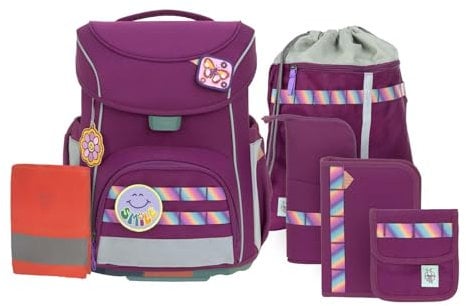 LÄSSIG 7-teiliges Schulranzen Set Kinder/School Set Slim Unique Lilac