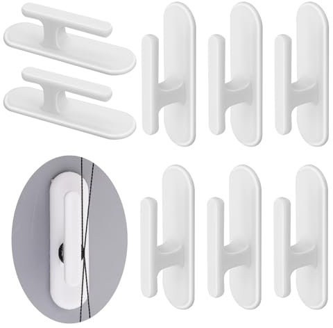 8 Pieces Blind Cord Safety Device, Safety Blind Cord Hooks Adhesive Wall Hanging Hooks Child Proofing Wrap Cleat for Bedroom Living Room Kitchen Office Kindergarten and Other Places (White)